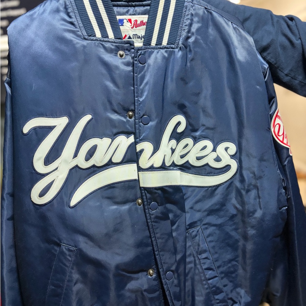 Majestic Navy Jacket with Red Accent and White MLB Patch
